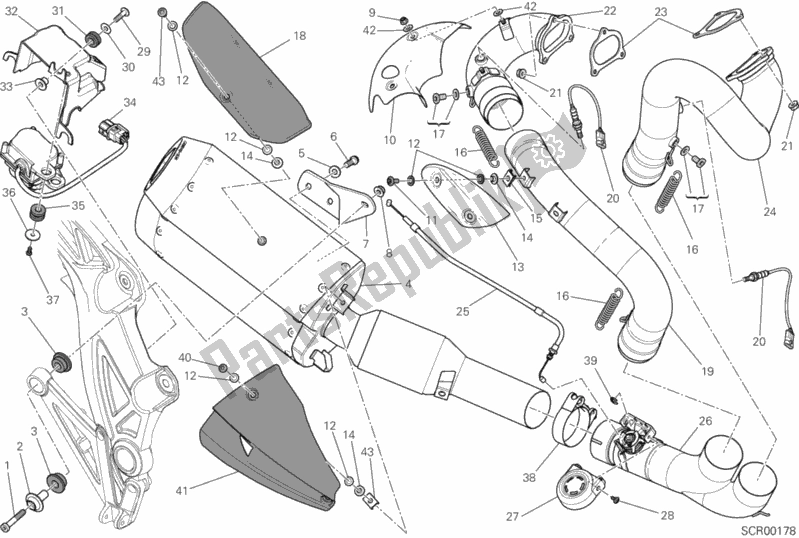 Tutte le parti per il Sistema Di Scarico Jap del Ducati Diavel AMG 1200 2013